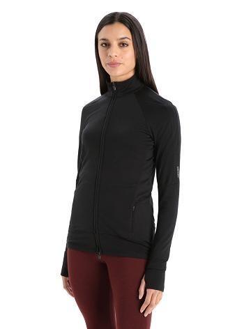 Women's Icebreaker ZoneKnit™ Merino Long Sleeve Zip Hoodie Black | CA 1279AHKP